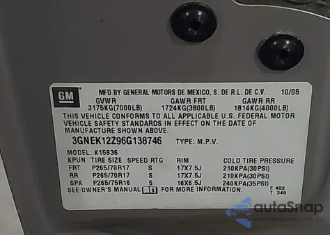 2006 Chevrolet Avalanche 1500 Z71 z USA, uszkodzony, nr VIN 3GNEK12Z96G138746